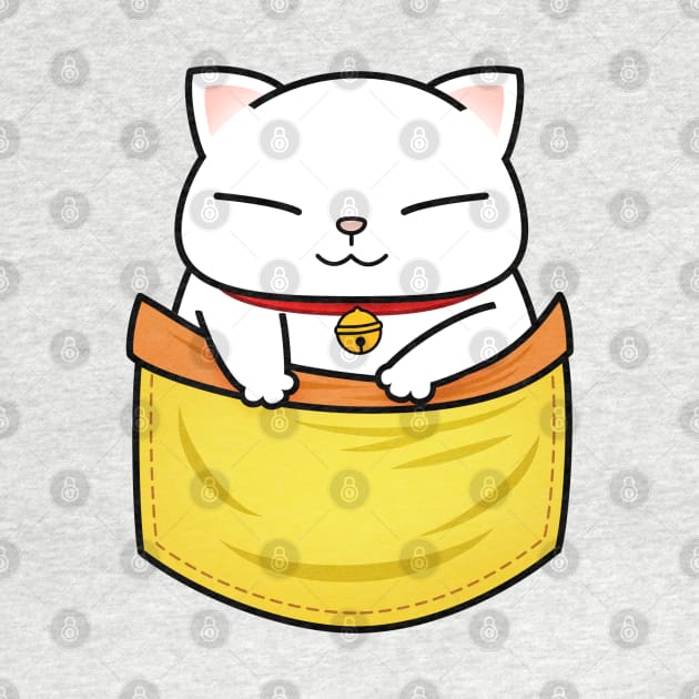 White Chubby Cat Pocket Kitty by Takeda_Art